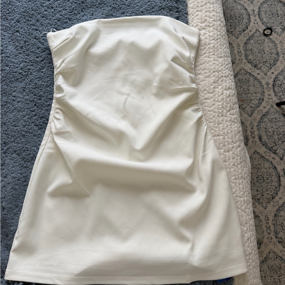 superdown Strapless Cream Mini Dress
